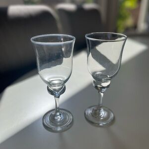 Vintage Clear Wine Glasses Set of 2